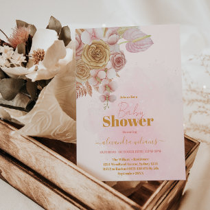 Convites Chá de fraldas Boho Bohemian Grass