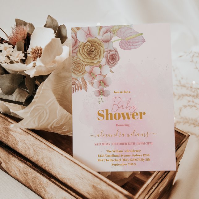 Convites Chá de fraldas Boho Bohemian Grass (Criador carregado)