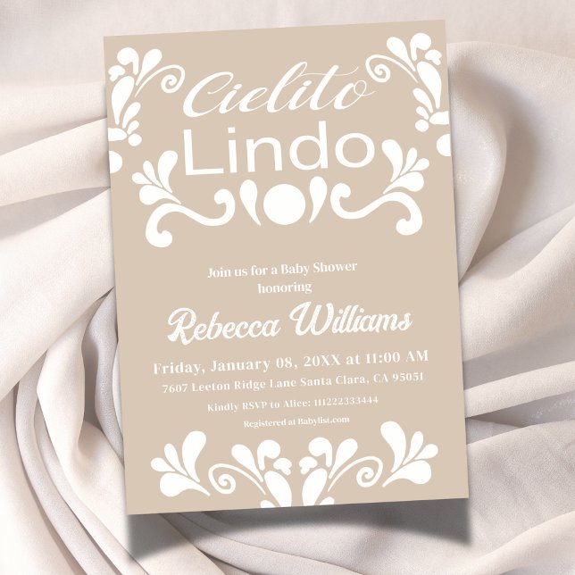 Convites Chá de fraldas Boho Cielito Lindo Mexicano (Criador carregado)