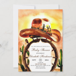 Convites Chá de fraldas Boho Cute Custom Cowboy