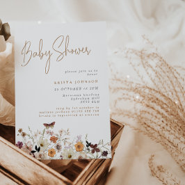 Convites Chá de fraldas Boho das Flores Selvagens de Queda