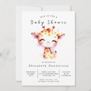 Convites Chá de fraldas Boho Digital Giraffe