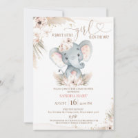 Chá de fraldas Boho Floral Elephant Baby Girl