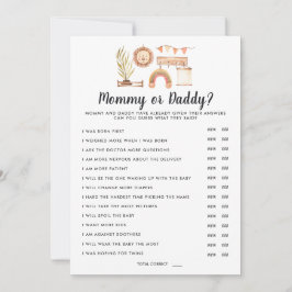 Convites Chá de fraldas Boho | Jogo de Mamãe ou Pai