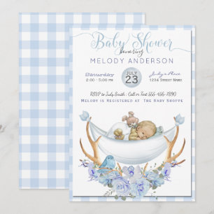 Convites Chá de fraldas BOHO Meninos Hammock Baby