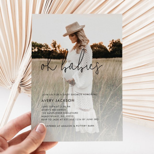 Convites Chá de fraldas Boho Photo Oh Babies (oh babies twins baby shower invitation)
