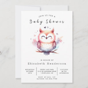 Convites Chá de fraldas Boho Printable Owl