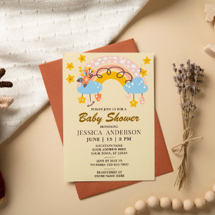 Convites Chá de fraldas Boho Rainbow Bohemian Stars
