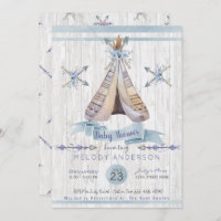 Chá de fraldas Boho Rustic Tipi & Arrows Blue Boy