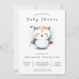 Convites Chá de fraldas Boho Simple Owl