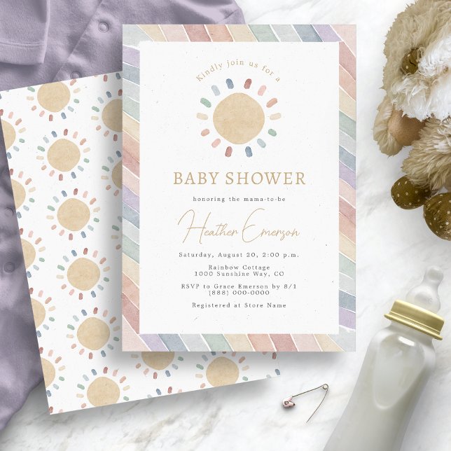 Convites Chá de fraldas Boho Sun (Boho Sun Baby Shower Invitation
)