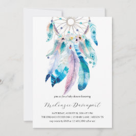 Convites Chá de fraldas Boho Teal e Purple Dreamcatcher