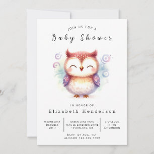 Convites Chá de fraldas Boho Watercolor Owl