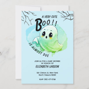 Convites Chá de fraldas Boo Halloween Blue Themed Cut Party
