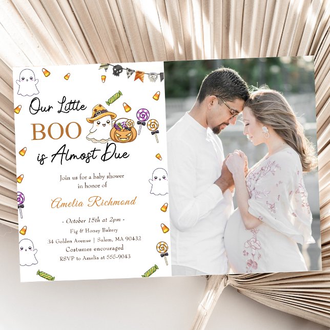 Convites Chá de fraldas Boo Nosso Pequeno Boo Está Quase A  (Criador carregado)