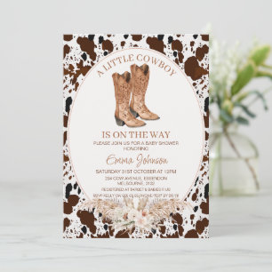 Convites Chá de fraldas Boots Boots do Boot Boho Floral Cow