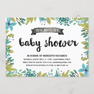 Convites Chá de fraldas Botânico