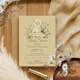 Convites Chá de fraldas Botânico Da Lâmpada De Ovelha Trint