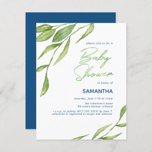 Convites Chá de fraldas Botânico de Aquarela