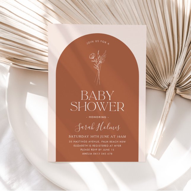 Convites Chá de fraldas Botânico de Arch Terracotta (Criador carregado)