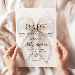 Convites Chá de fraldas branco elegante