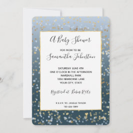 Convites Chá de fraldas Brilhante das Estrelas Brancas Dour