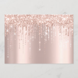 Convites Chá de fraldas Brilhante Rosa  Dourado Garota