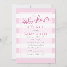 Convites Chá de fraldas Brunch Invitation Stripes Girl