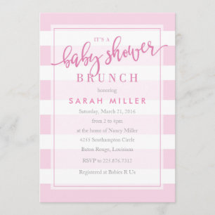 Convites Chá de fraldas Brunch Invitation Stripes Girl