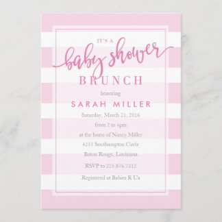 Convites Chá de fraldas Brunch Invitation Stripes Girl