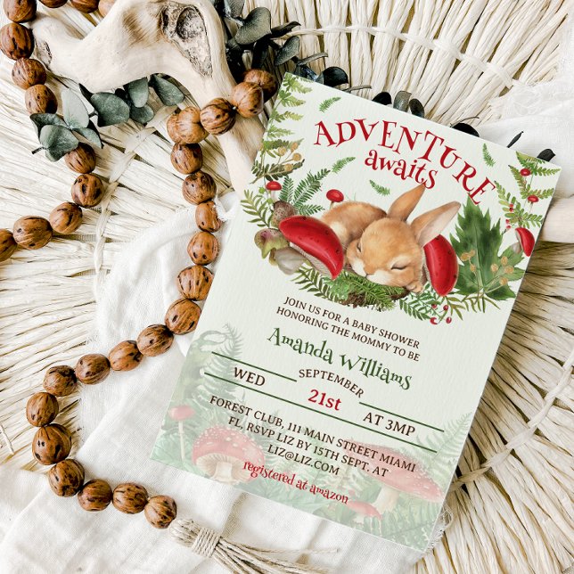 Convites Chá de fraldas Bunny Woodland (Criador carregado)