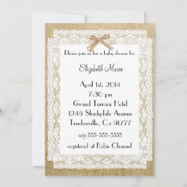 Convites Chá de fraldas Burlap e Lace