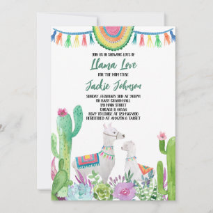Convites Chá de fraldas Cactus Llama