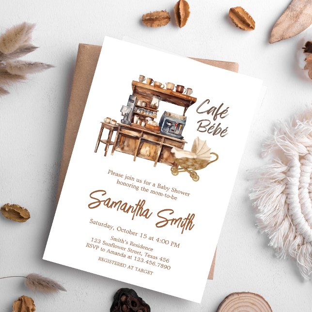 Convites Chá de fraldas Café de Bebê (Coffee Baby Shower invitation)
