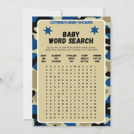 Convites Chá de fraldas Camo Azul - Nome Editável, 5x7