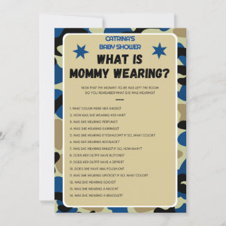 Convites Chá de fraldas Camo Azul - Nome Editável, 5x7