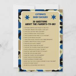 Convites Chá de fraldas Camo Azul - Nome Editável, 5x7