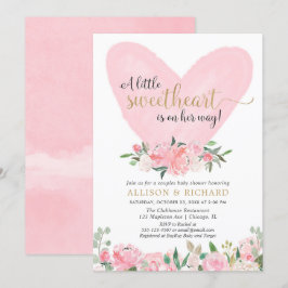 Convites chá de fraldas casal namorados, coração cor-de-ros