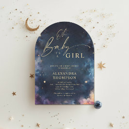 Convites Chá de fraldas Celestial de Arco Azul Meia-Noite