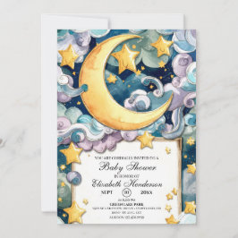 Convites Chá de fraldas Celestial de Pastel Personalizado