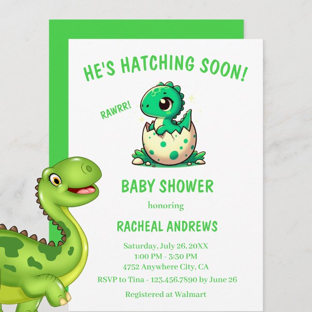 Convites Chá de fraldas Chá de fraldas do Dinossauro (Dinosaur Baby Shower Baby Boy invitations)