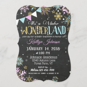 Convites Chá de fraldas Chalkboard de Winter Wonderland Sn
