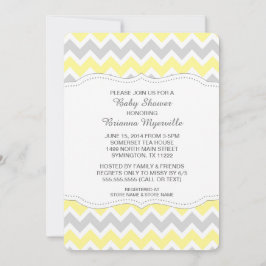 Convites Chá de fraldas Chevron Cinza Amarelo Convida MODER