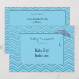 Convites Chá de fraldas Chevron para Baby Boy