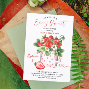 Convites Chá de fraldas Chic Berry Sweet Strawberry