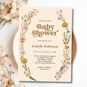 Convites Chá de fraldas Chic Boho de Flor Selvagem