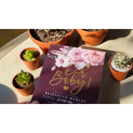 Convites Chá de fraldas Chic Boho Floral Feenas Borgonha Ve