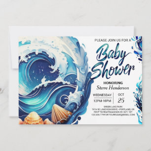 Convites Chá de fraldas Chic de Beach Waves