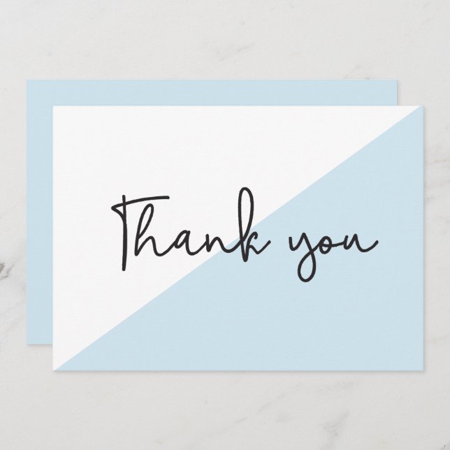 Convites Chá de fraldas Chic de Script Moderno Obrigado (Frente/Verso)