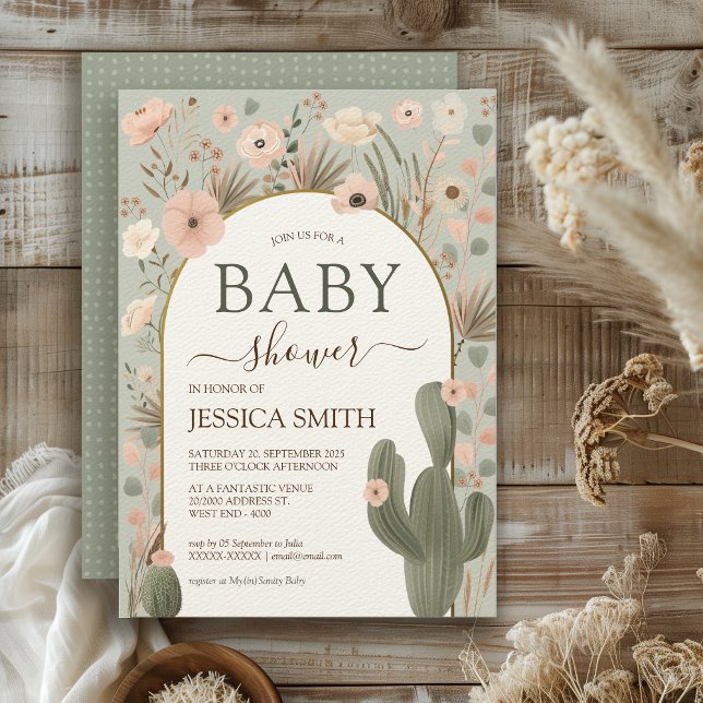 Convites Chá de fraldas Chic Desert (Bring on the desert boho vibes with this warming gender neutral invitation. )